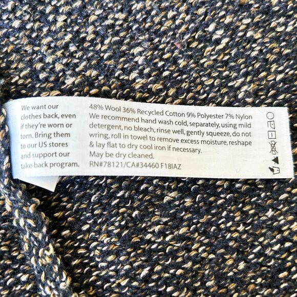 Eileen Fisher Marled Open Front Fringe Cardigan Sweater - Women's Size Petite M - Picture 7 of 7